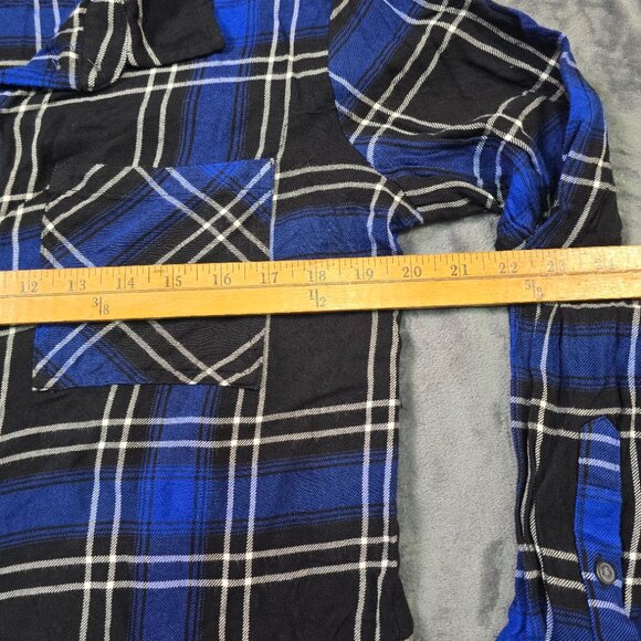 Sanctuary Blue & Black Plaid Button Down Shirt | Women’s Medium - Picture 9 of 13